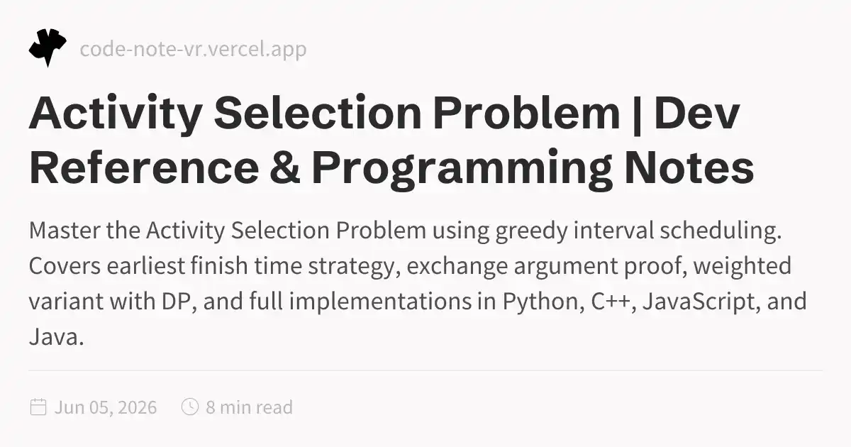 Activity Selection Problem – Greedy Interval Scheduling Algorithm Guide ...
