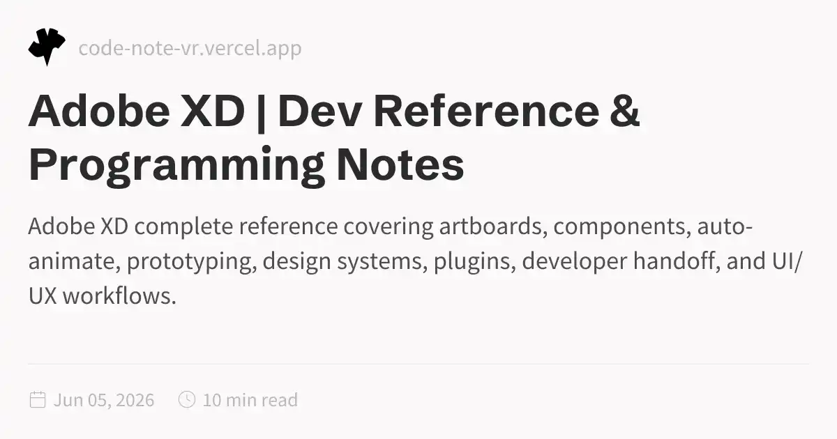 Adobe Plan Reference Note Adobe XD Reference – UI/UX Design and Prototyping Complete Guide | Dev ...