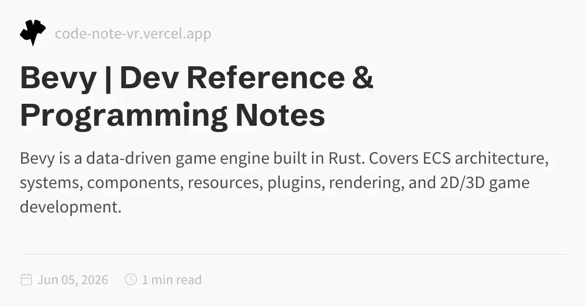 Bevy Game Engine Reference – Rust ECS Game Development Guide | Dev ...