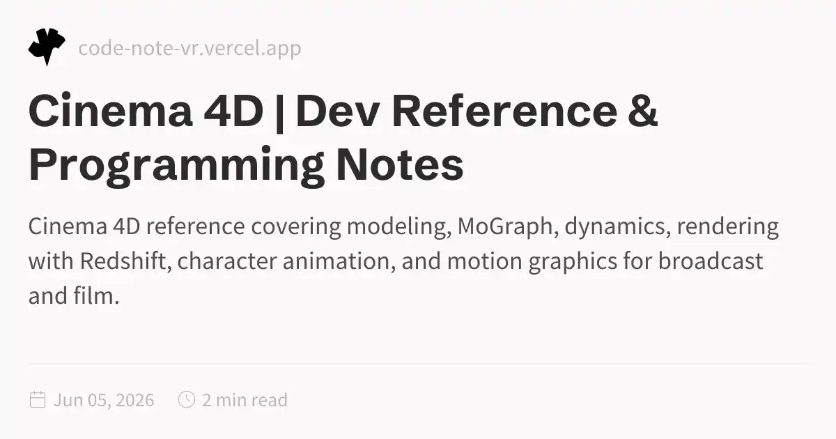 Cinema 4D Reference – 3D Modeling and Motion Graphics Guide | Dev ...