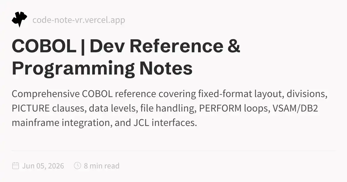 COBOL Reference – Mainframe Programming and Business Logic Guide | Dev ...