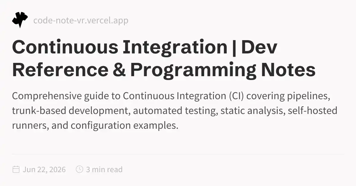Continuous Integration Reference – CI Pipeline and Tools Guide | Dev ...