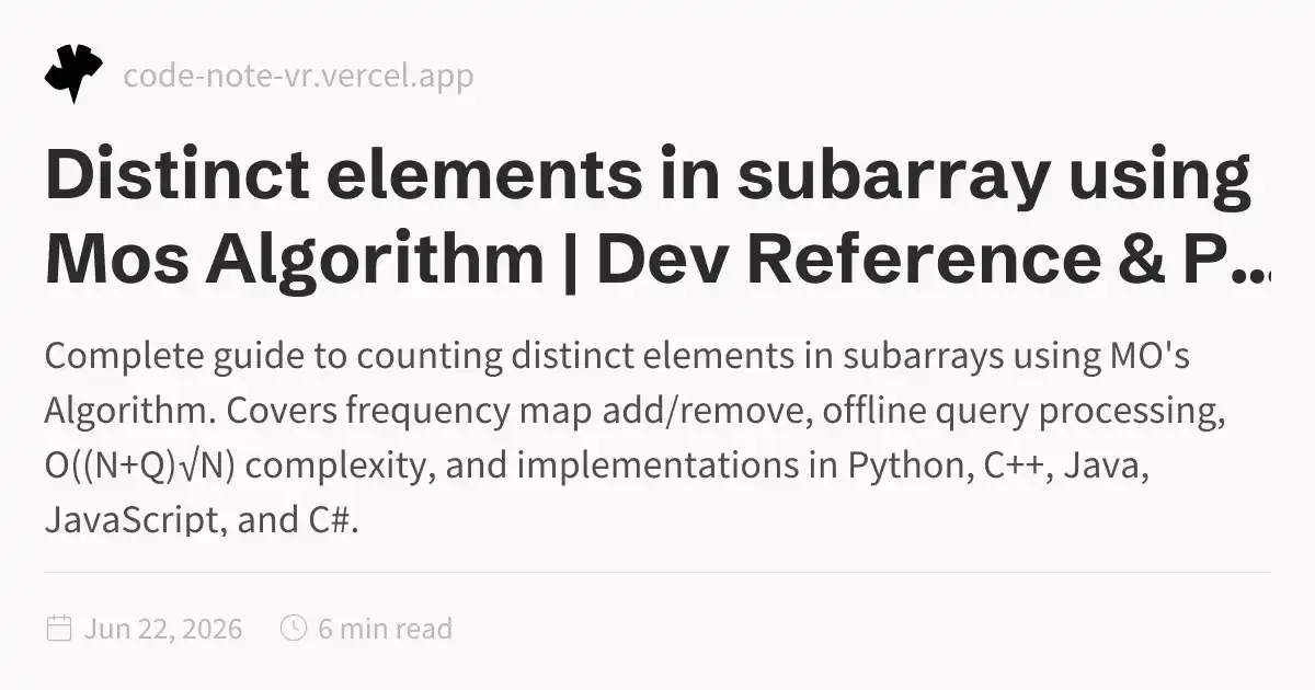 Count Distinct Elements in Subarray – MO's Algorithm Variant | In-Depth ...