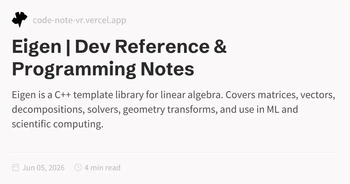 Eigen – C++ Linear Algebra Library Complete Reference | Dev Reference ...