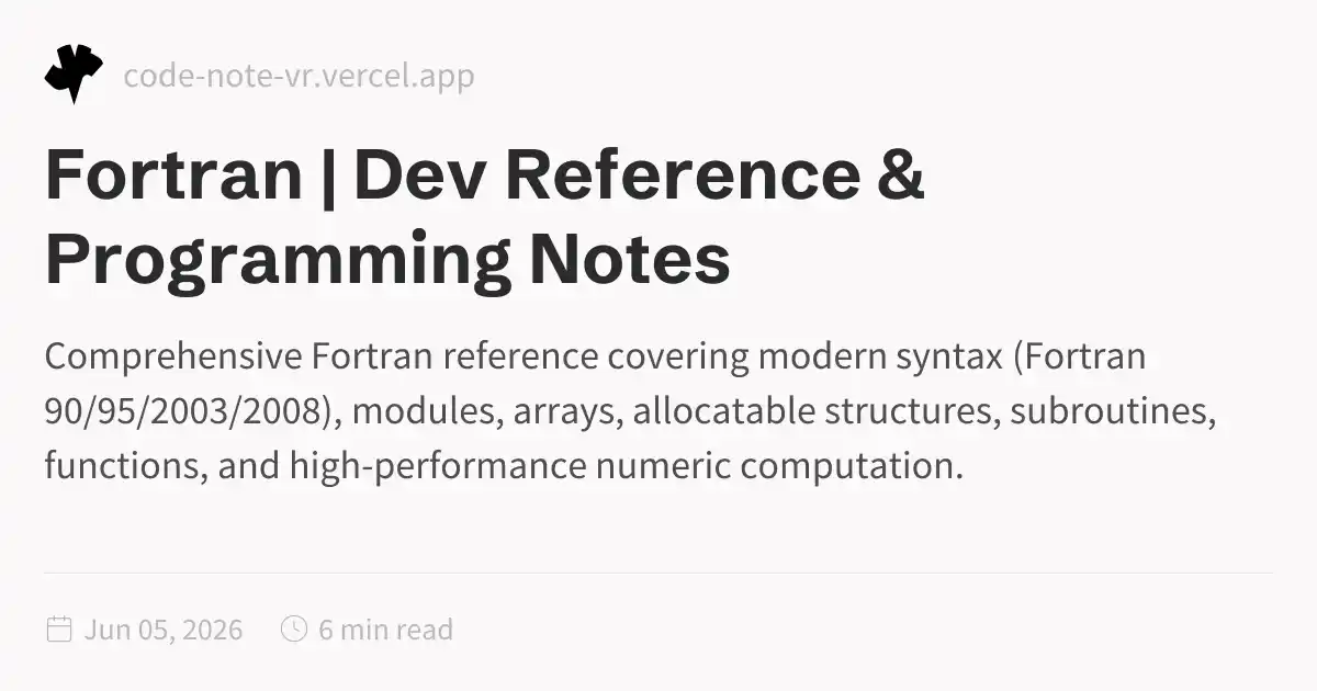 Fortran Programming Reference – Scientific Computing Guide | Dev ...