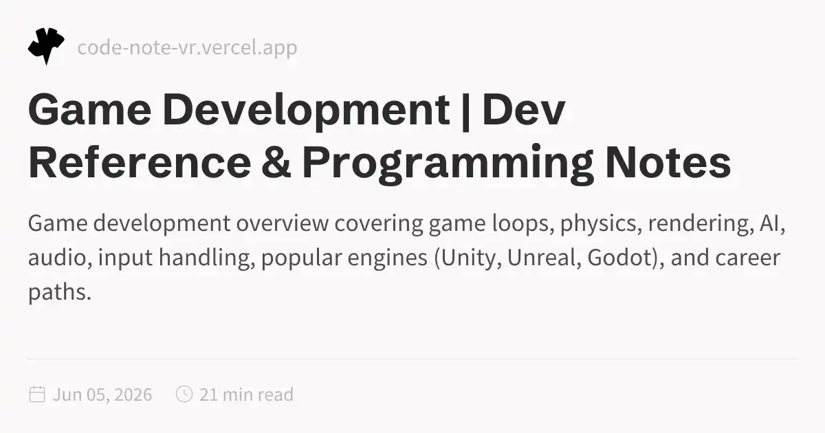 Game Development Reference – Concepts, Engines, and Design Guide | Dev ...