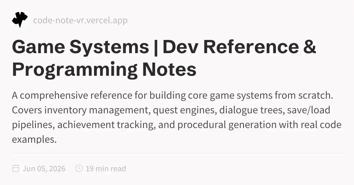 Game Systems Programming Guide – Inventory, Quest, Dialogue, Save ...