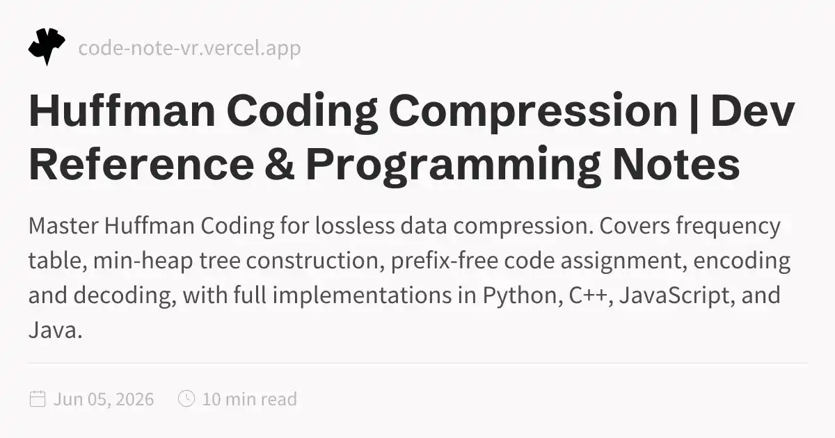 Huffman Coding Compression – Greedy Tree Building & Encoding Guide ...