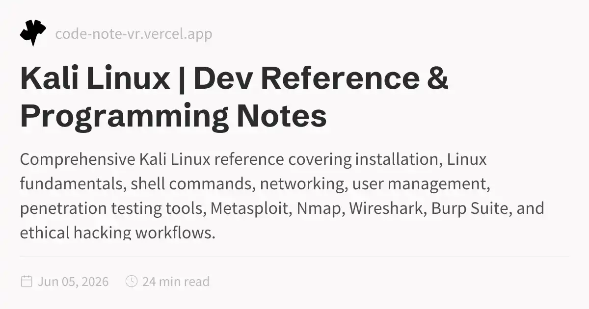 Code In Kali Linux Kali Linux Complete Guide – Penetration Testing, Tools & Commands | Dev ...