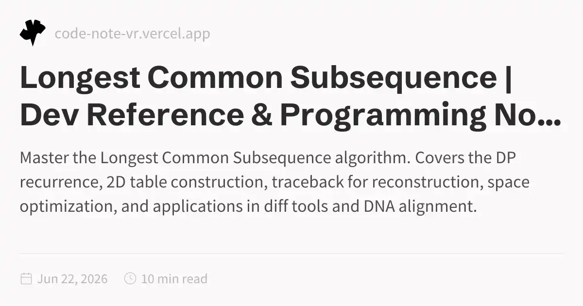 Longest Common Subsequence (LCS) – Dynamic Programming Guide | Dev ...