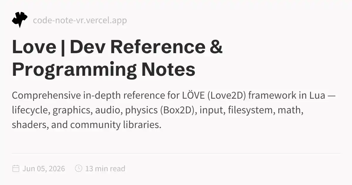 LÖVE 2D Game Framework Reference – Lua Game Development Guide | Dev ...