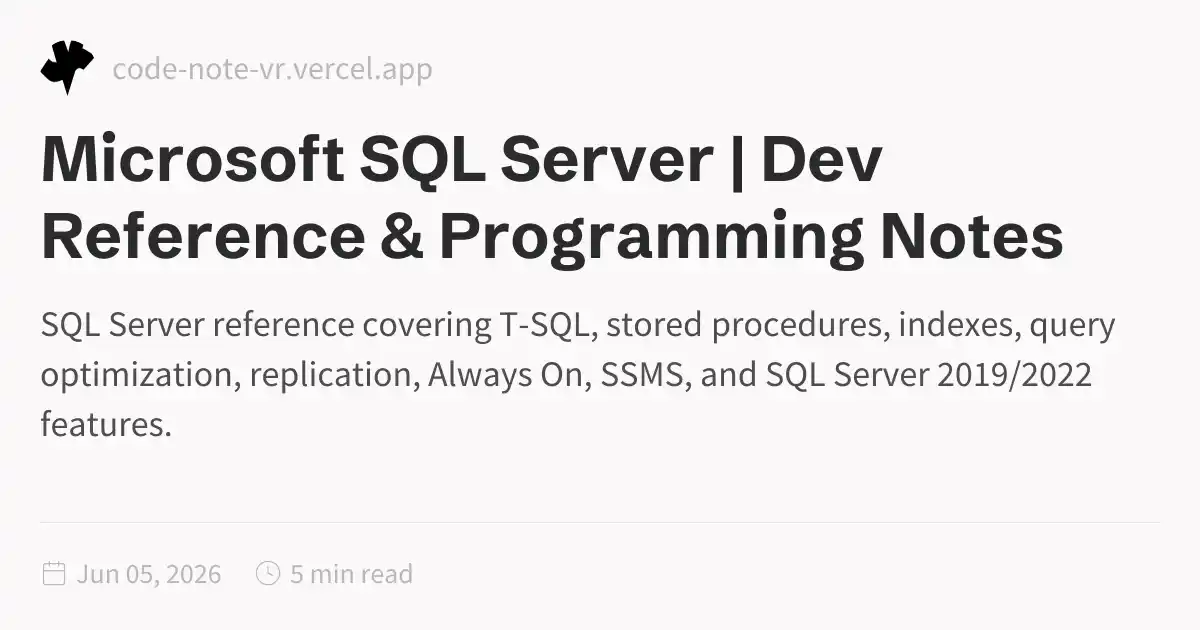 Microsoft SQL Server Reference – T-SQL and Database Admin Guide | Dev ...