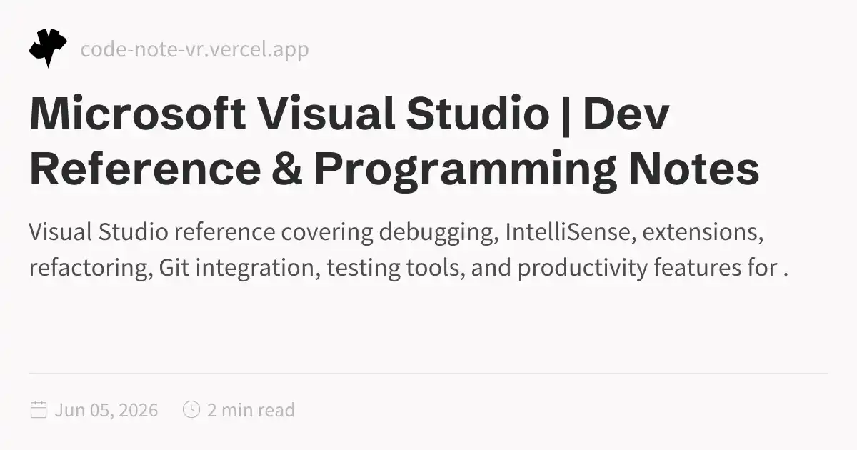 Microsoft Visual Studio Reference – IDE Tips and Features Guide | Dev ...