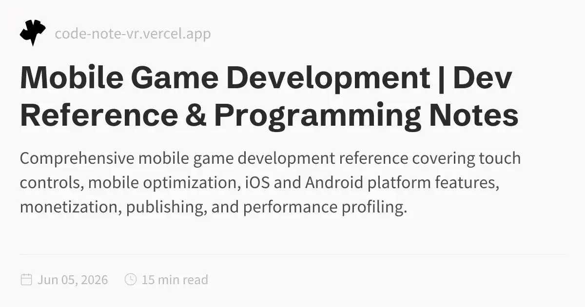 Mobile Game Development – Complete iOS & Android Guide | Dev Reference ...