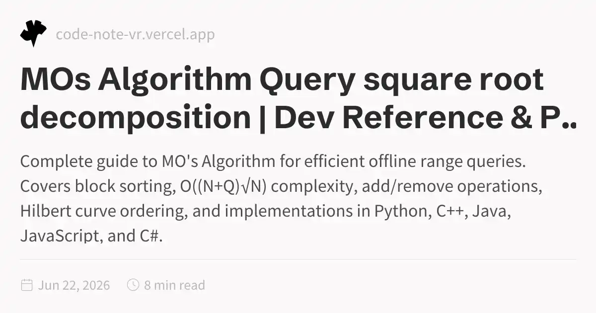 MO's Algorithm – Offline Square Root Decomposition for Range Queries ...