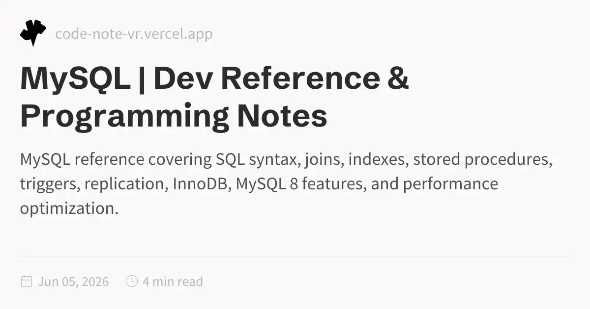 MySQL Reference – SQL Queries, Indexes, and Administration Guide | Dev ...