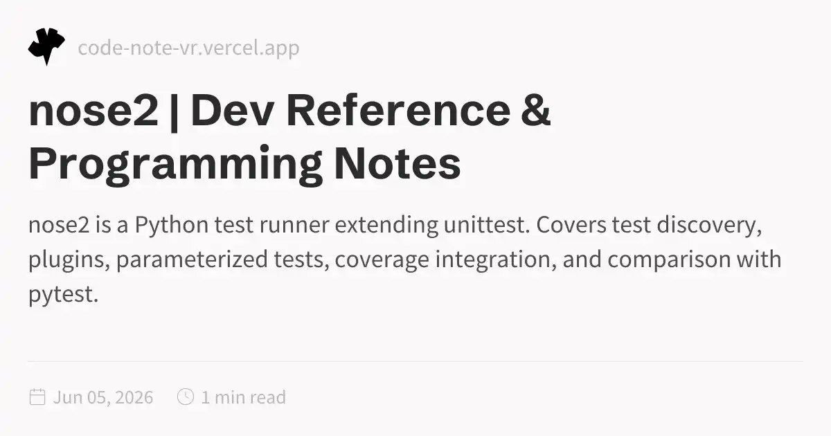 nose2 Python Testing Reference – Test Runner and Plugins Guide | Dev ...