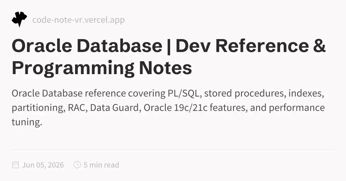 Oracle Database Reference – PL/SQL and Administration Guide | Dev ...