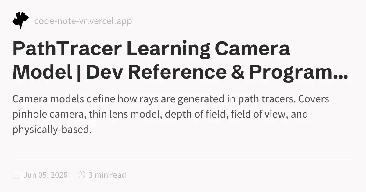 Camera Model in Path Tracing – Pinhole, Lens, and DOF Guide | Dev ...