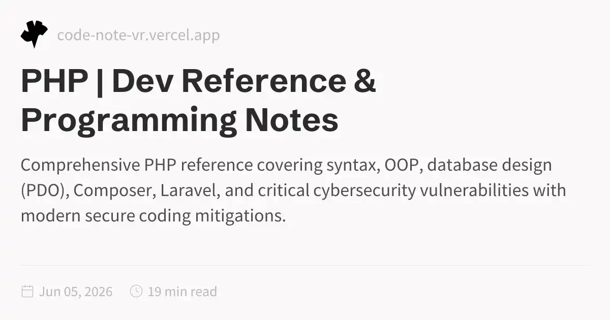 PHP Programming Reference – Modern Web Development and Security Guide ...