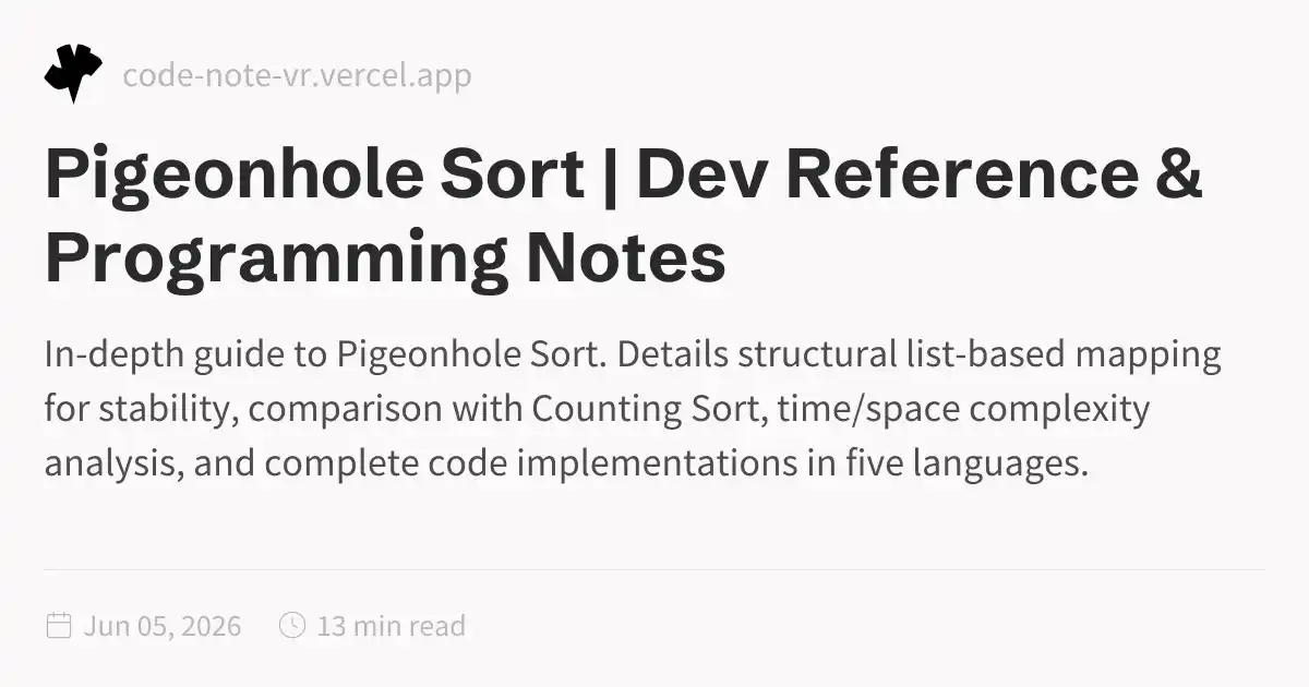 Pigeonhole Sort Algorithm – Integer Sorting by Key Mapping | Dev ...