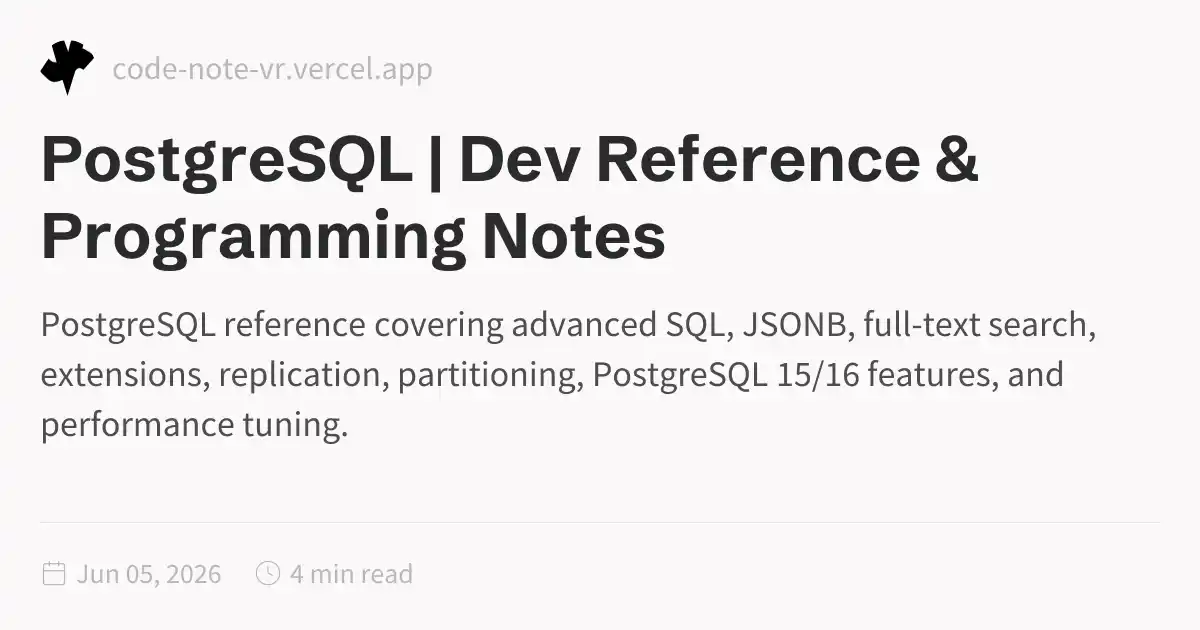 PostgreSQL Reference – SQL, Extensions, and Administration Guide | Dev ...