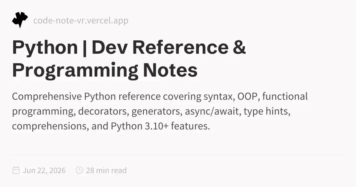 Python Programming Reference – Modern Python Syntax and Features | Dev ...