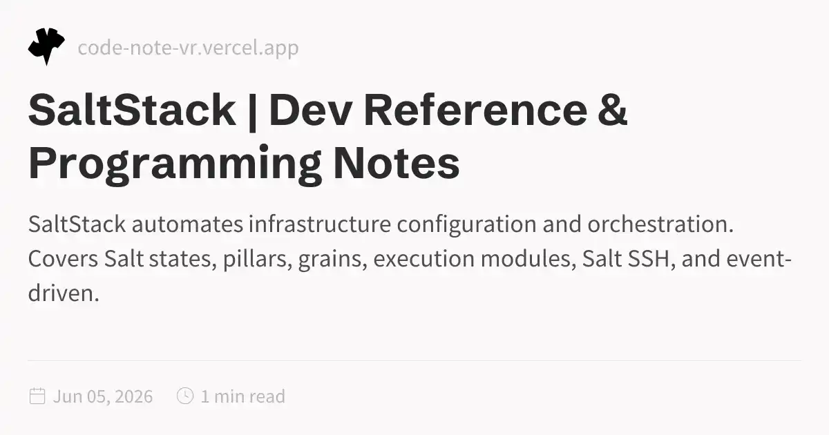SaltStack Reference – Configuration Management and Automation Guide ...