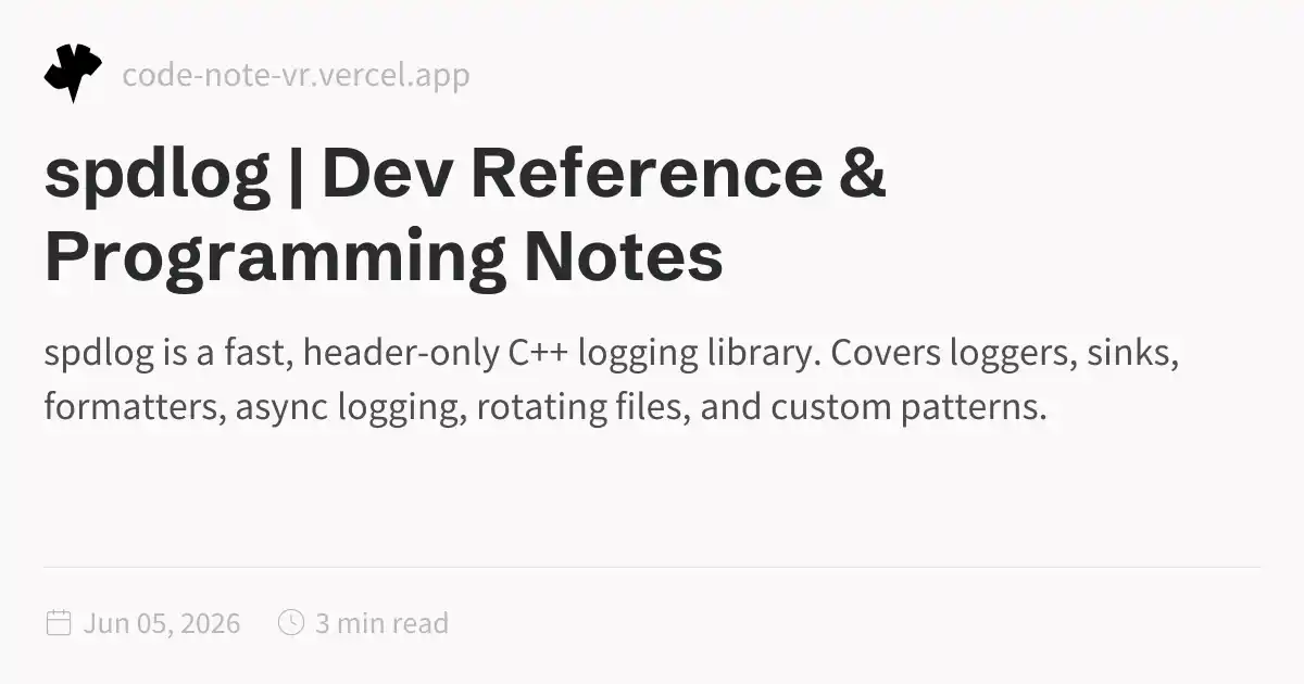 spdlog – Fast C++ Logging Library Complete Reference | Dev Reference ...