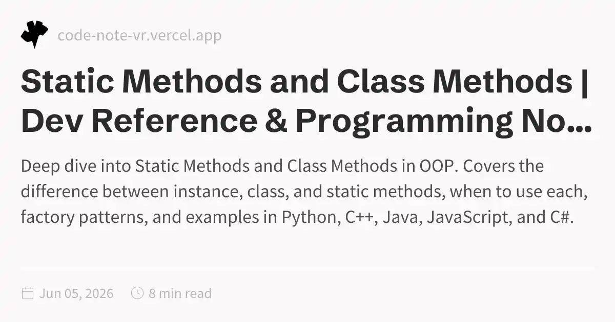 Static Methods and Class Methods in OOP – Complete In-Depth Guide | Dev ...