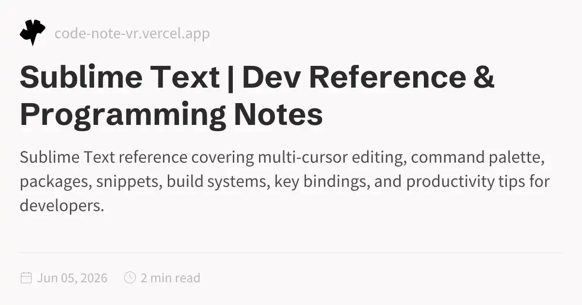 Sublime Column Guides Sublime Text Reference – Code Editor Tips and Shortcuts Guide | Dev ...