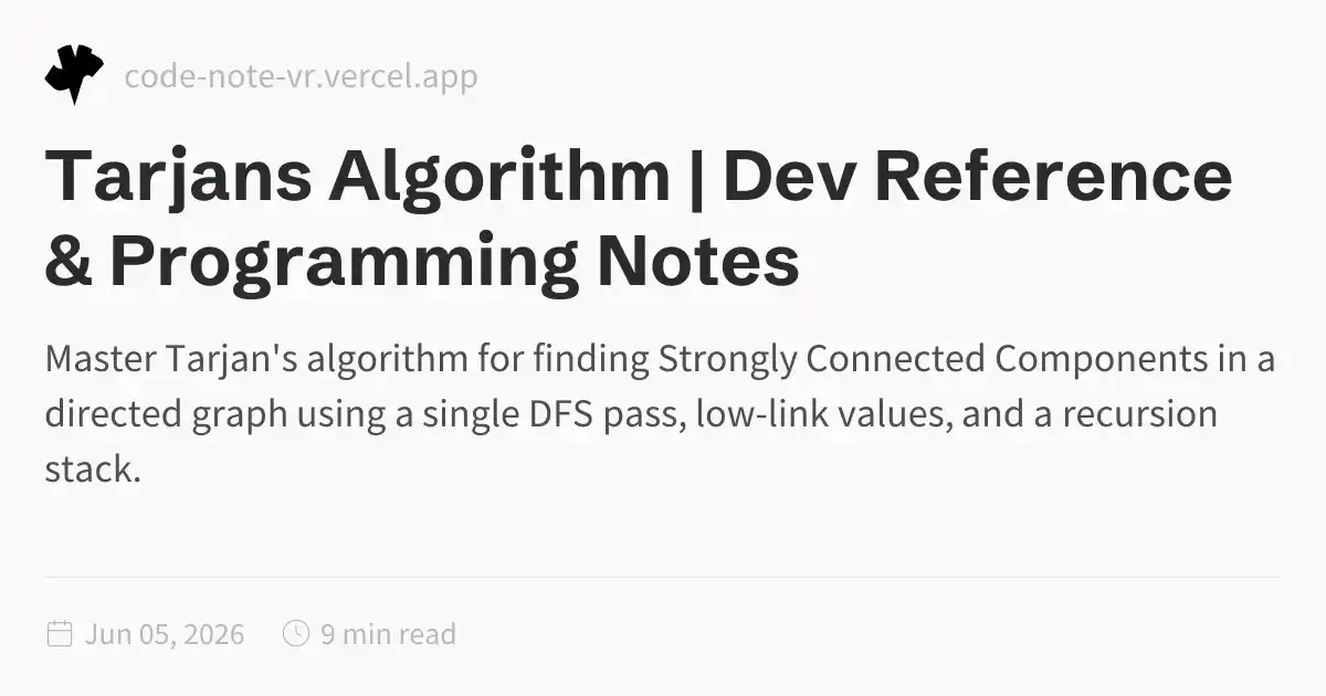 Tarjan's Algorithm – Strongly Connected Components (SCC) in One Pass ...