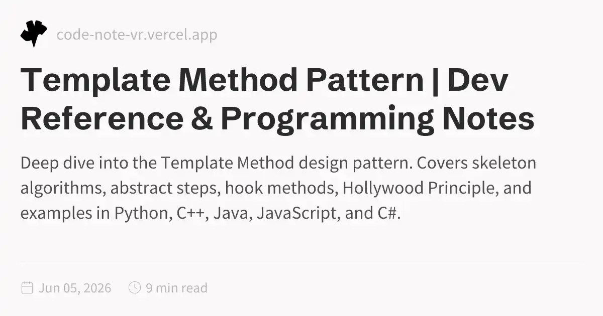 Template Method Pattern in OOP – Complete In-Depth Guide | Behavioral ...