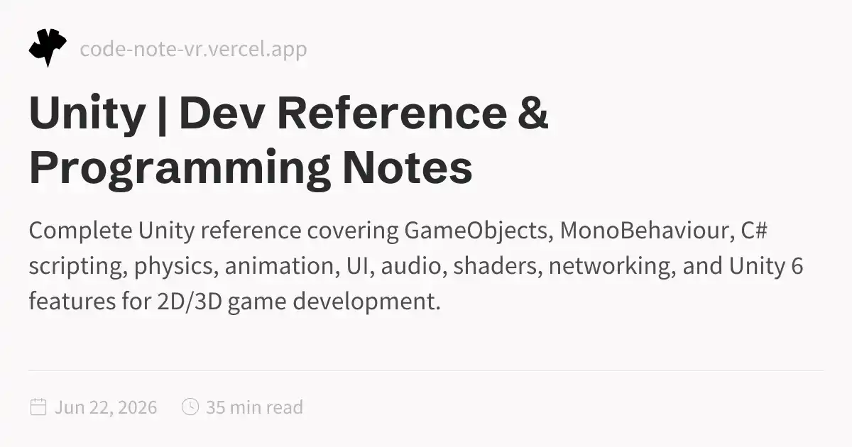 Unity Engine Reference – Complete C# Scripting and Game Dev Guide | Dev ...